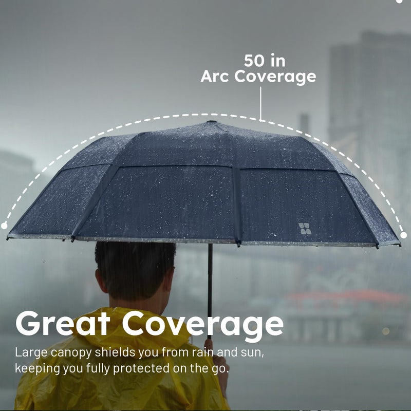 Weatherman Premium Collapsible Travel Umbrella - Windproof, Compact, Easy Auto Open - Resists Up to 55 MPH Winds - Perfect for Rain, Wind, Backpack, Car - Folding Umbrella (Black) - Image 4